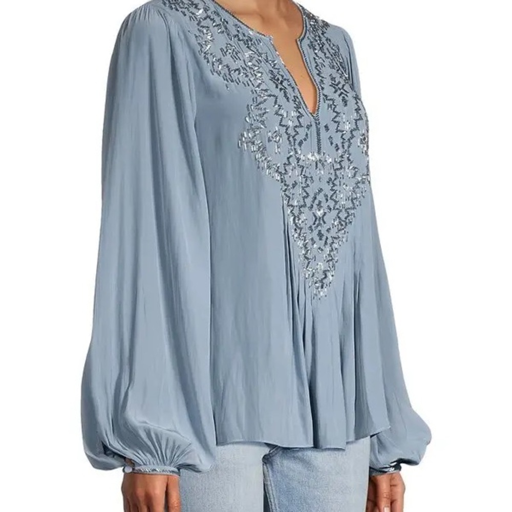KOBI HALPERIN Keegan Beaded Black Blouse Embellished Top - Picture 3 of 16